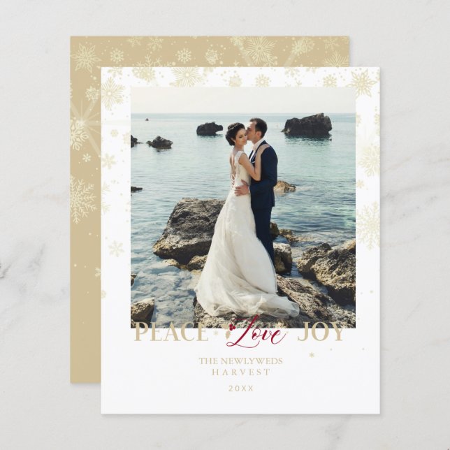 Lámina Cheap Newlyweds First Christmas Snowflakes Photo (Anverso / Reverso)