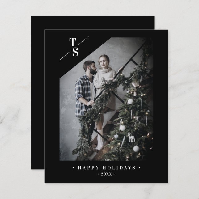 Lámina Cheap Pandemic Modern Black Happy Holidays Photo  (Anverso / Reverso)