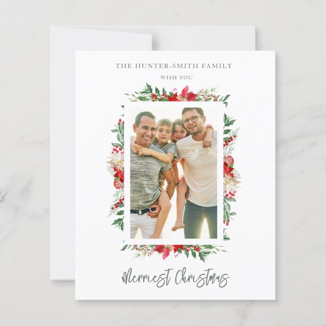 Lámina Cheap Photo Classic Merriest Christmas Poinsettias (Anverso)