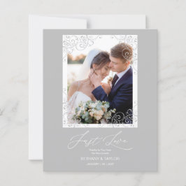 Lámina Cheap Swirly Flourish Grey Ornament Photo Newlywed