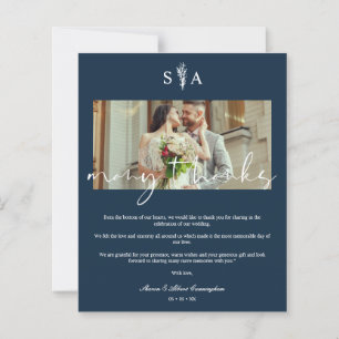 Lámina Cheap Wedding Photo Botanical Initials Many Thanks