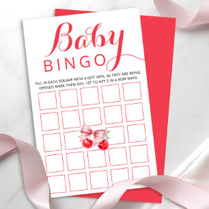 Lámina Cherry Baby Bingo Game Card Actividad de Baby Sh