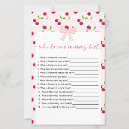 Lámina Cherry Baby Shower Who Knows Mommy Best Game