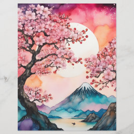 Lámina Cherry Blossom Watercolor scrapbook papel