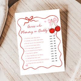 Lámina Cherry on Top Pink Bow Baby Shower Guess Who Game