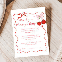 Lámina Cherry on Top Pink Bow Baby Shower How Big Is Game