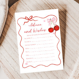 Lámina Cherry on Top Pink Bow Shower Advice & Wishes Game