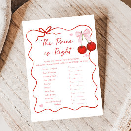 Lámina Cherry on Top Pink Bow Shower Price is Right Game