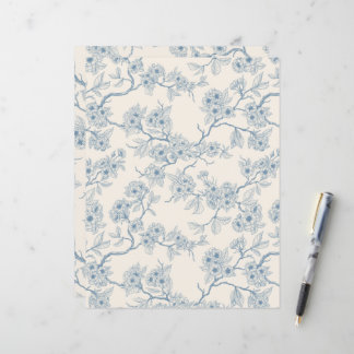 Lámina Chery blossom branches in blue and off white