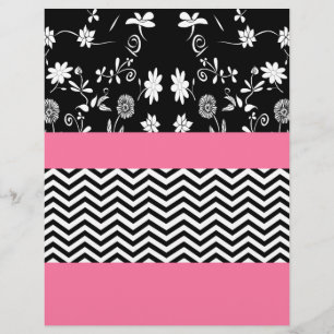 Lámina chevron floral rosa