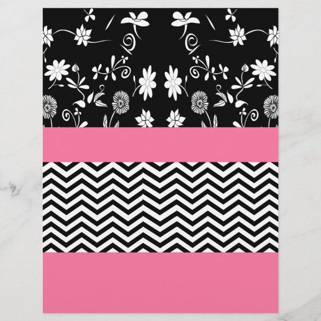 Lámina chevron floral rosa (Anverso)