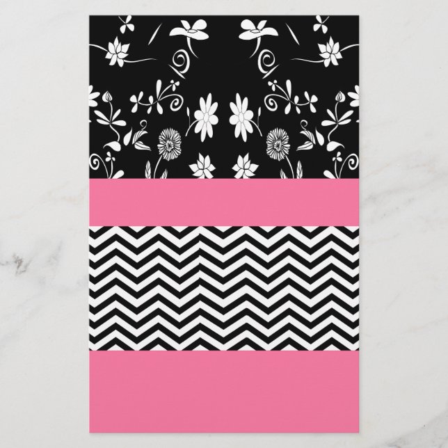 Lámina chevron floral rosa (Anverso)