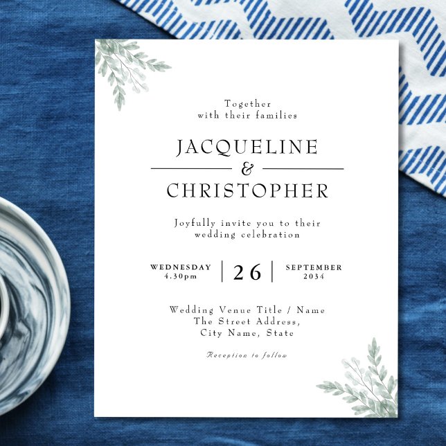Lámina Chic Eucalyptus Budget Floral Wedding Invitation (Subido por el creador)