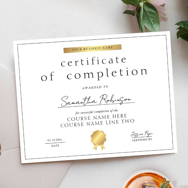 Lámina Chic Faux Gold Completion Certificate Course Award (Subido por el creador)