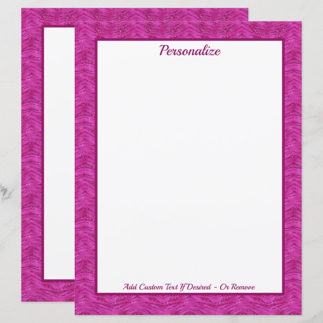 Lámina Chic Pink Glitter Zebra Pattern Personalized (Anverso / Reverso)