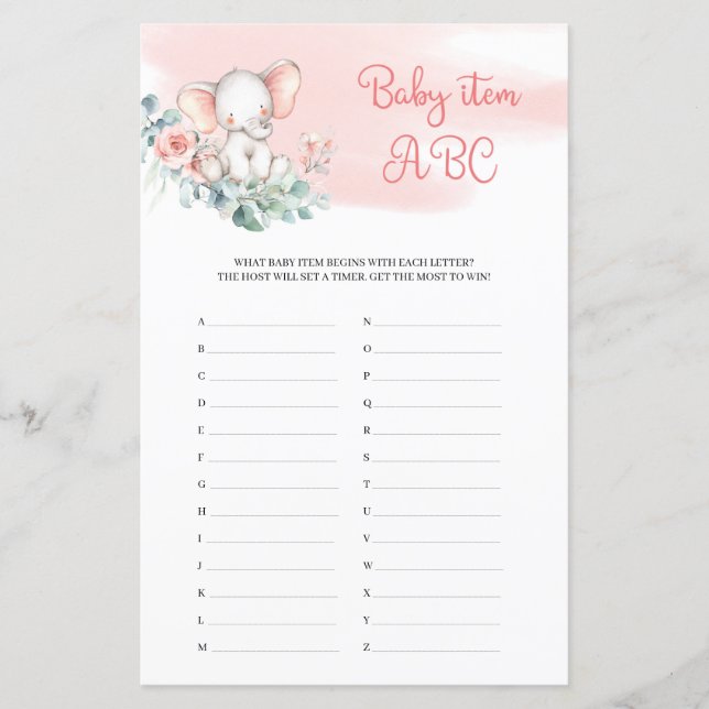 Lámina Chica Baby Elephant Eucalyptus Baby Item ABC (Anverso)