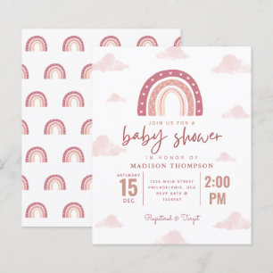 Lámina Chica Baby Shower Invita de nubes de arcoiris rosa