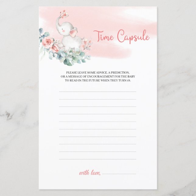 Lámina Chica Bebé Elefante Eucalyptus Tiempo de Espiral C (Anverso)