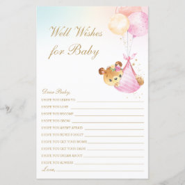 Lámina Chica con globos de oso y buenos deseos para Baby 