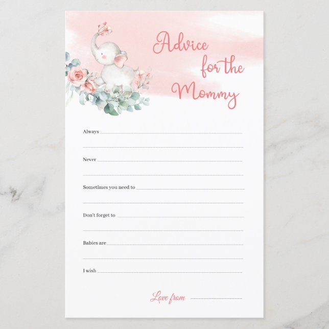 Lámina Chica Cute Elephant Eucalyptus Consejos Para La Ma (Anverso)