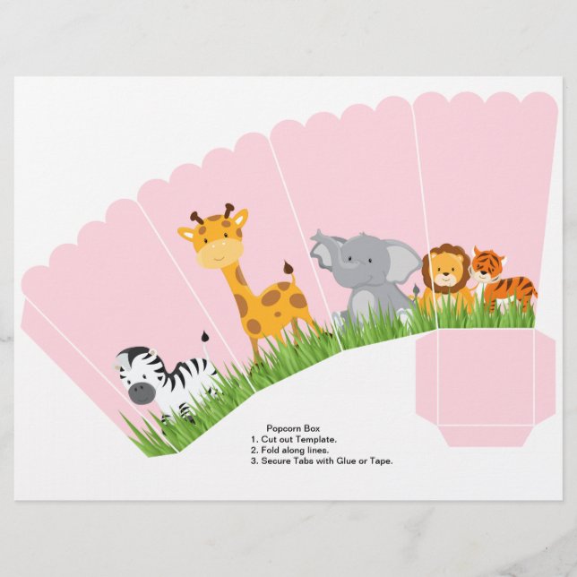 Lámina Chica de animales de la jungla cruda Caja de palom (Anverso)