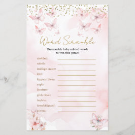 Lámina Chica de Baby Shower de mariposa rosa Juego de est