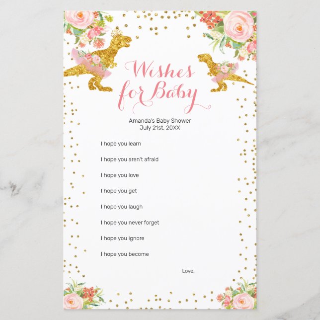 Lámina Chica de Dino de Oro Rosado desea una partida para (Anverso)