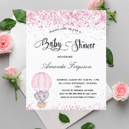 Lámina Chica de elefante Baby Shower de presupuesto blanc