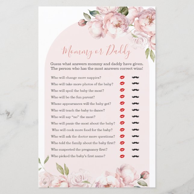 Lámina Chica de flores rosadas bebé en mamá o papá (Anverso)