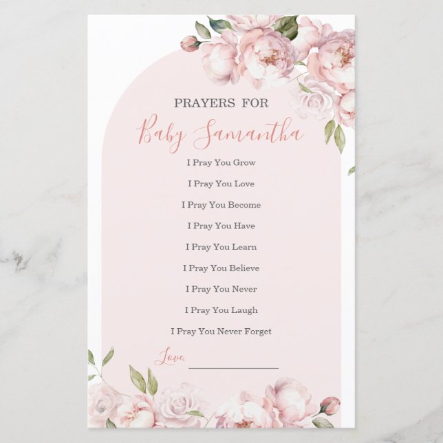 Lámina Chica De Flores Rosadas Bebé En Oraciones De Bloom (Anverso)