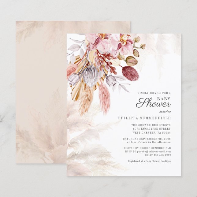 Lámina Chica de Flores Secas Grass Pampas Budget Baby Sho (Anverso / Reverso)