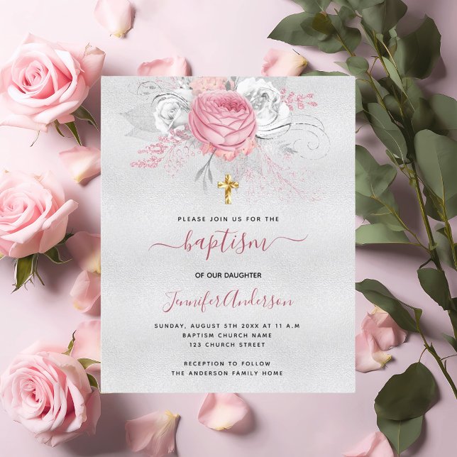 Lámina Chica de florines rosados plateados del bautismo d (Subido por el creador)