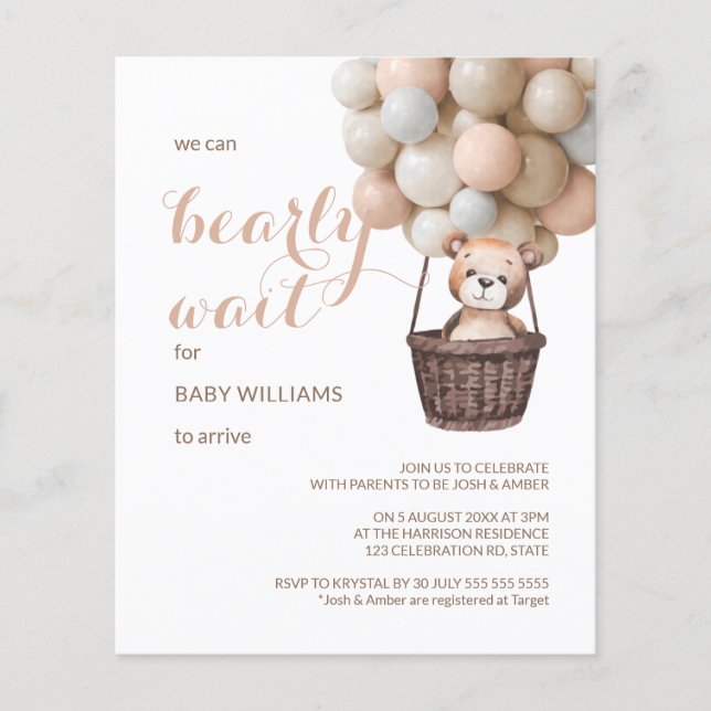 Lámina Chica de globos de Teddy Bearly Wait  Baby Shower (Anverso)