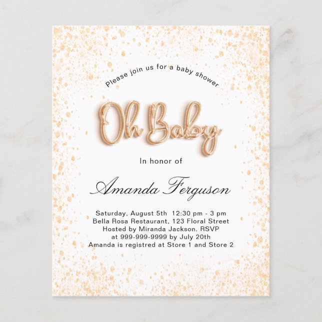 Lámina Chica de niño purpurina de oro blanco de Baby Show (Anverso)