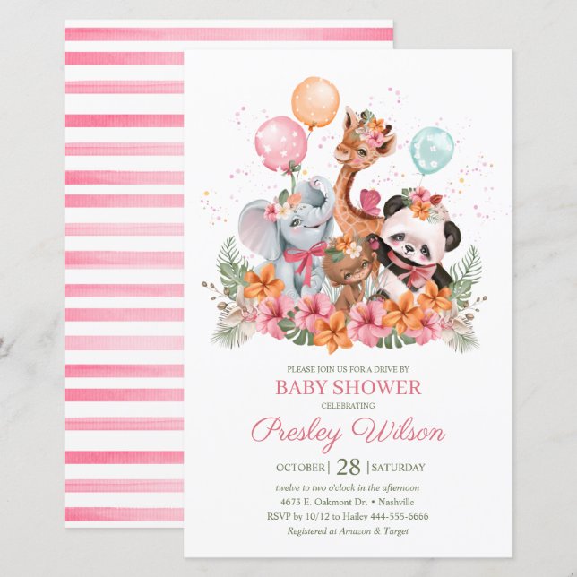 Lámina Chica de presupuesto Safari Animals Baby Shower (Anverso / Reverso)