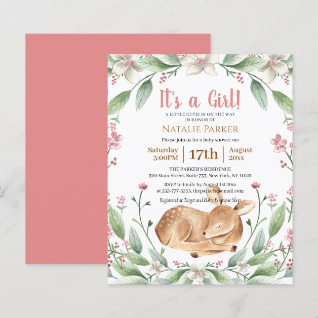 Lámina Chica de presupuesto Woodland Deer Sage Floral Bab (Anverso / Reverso)