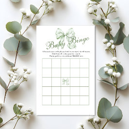 Lámina Chica de Sage Green Bow Baby Shower Gigo Bingo