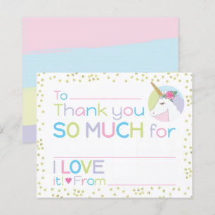 Lámina Chica de unicornio Stationery Fill-in Gracias