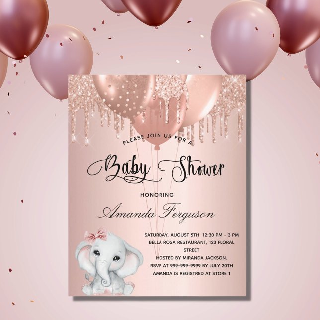 Lámina Chica del elefante rosa de Baby Shower ruidoso (Subido por el creador)
