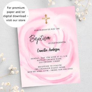 Lámina Chica floral rosa presupuesto Invitación al bautis