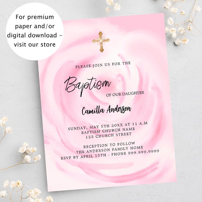 Lámina Chica floral rosa presupuesto Invitación al bautis (Subido por el creador)