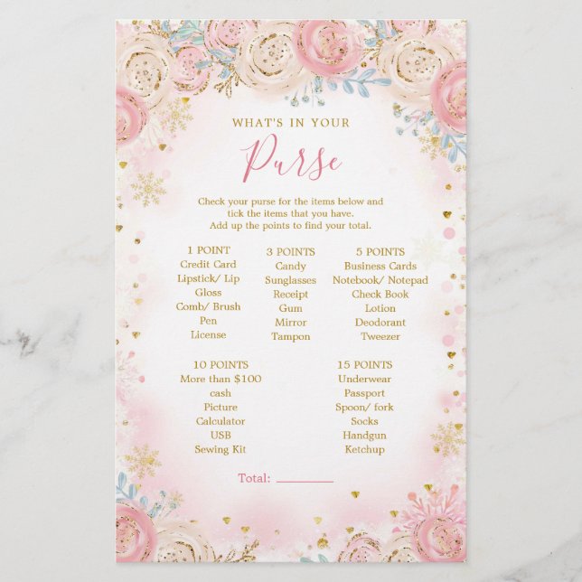 Lámina Chica Penguin Winter Snowflake qué hay en tu bolso (Anverso)