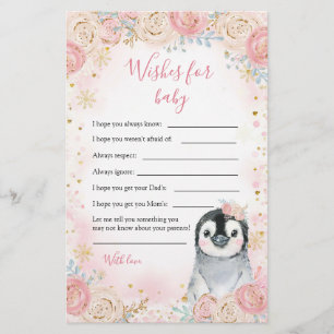 Lámina Chica Pingüino De Invierno Deseos De Bebé