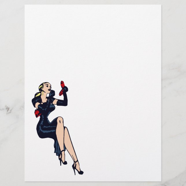 Lámina Chica Pinup de Glamour Retro Rubia Vintage (Anverso)