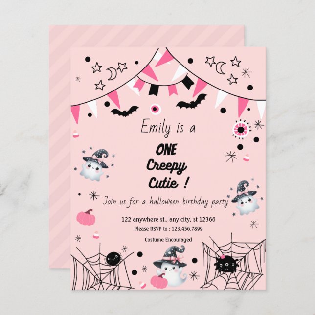 Lámina Chica Primer cumpleaños Partido de Halloween Presu (Anverso / Reverso)