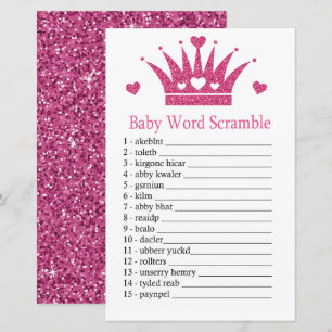 Lámina Chica rosa Crown Baby word scramble en un juego
