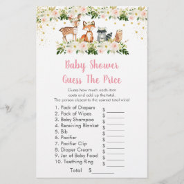 Lámina Chica Woodland Adivinó El Juego De Baby Shower De