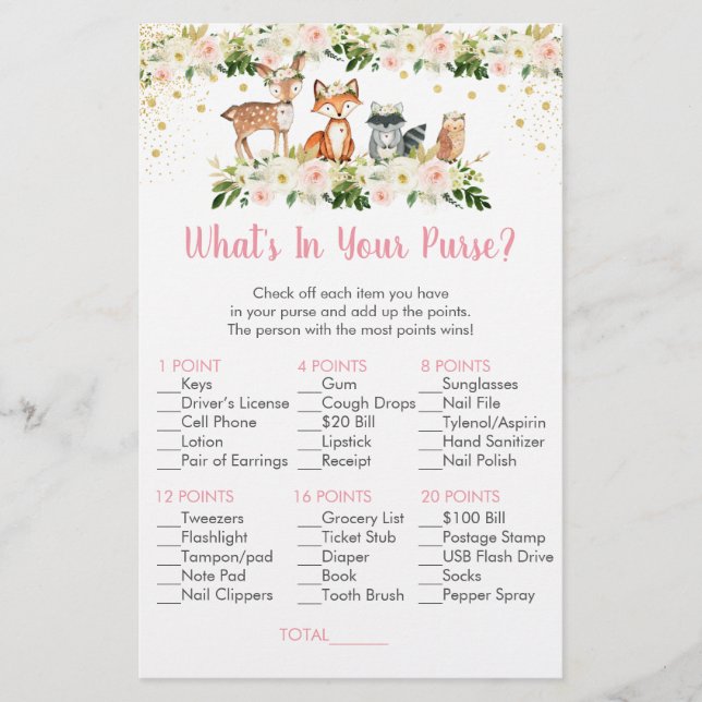 Lámina Chica Woodland Floral ¿Qué hay en tu juego de bols (Anverso)