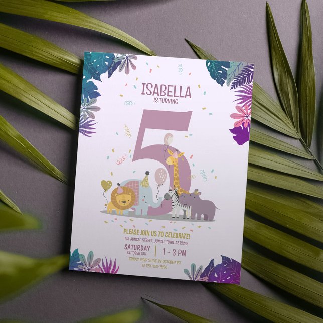 Lámina Chicas de animales de Safari Invitación al cumplea (Subido por el creador)