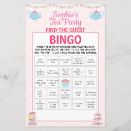 Lámina Chicas Fiesta de Té de Cumpleaños Encuentra Bingo
